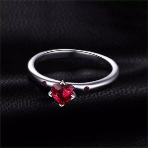 925 starling silver red heart rings for women